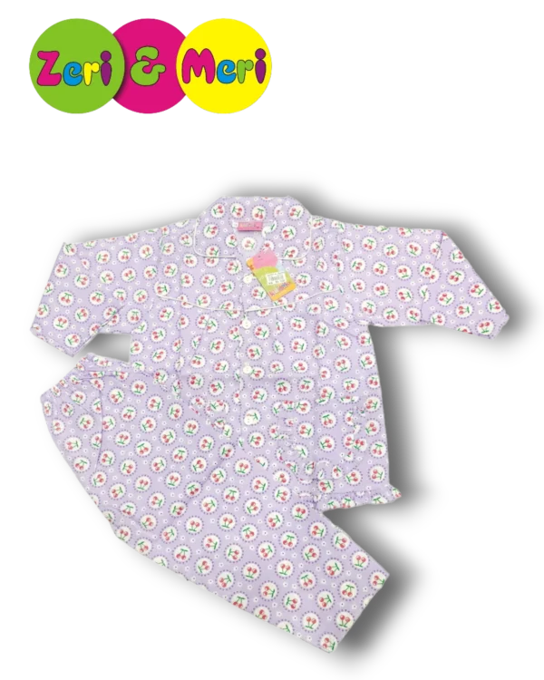 Night suit cotton cherry in circle 1 to 4y purple