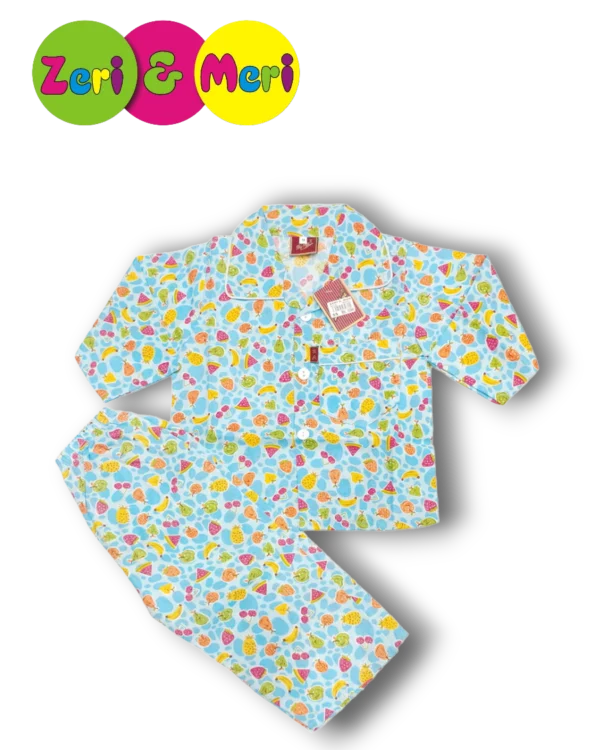 Night suit cotton fruits 1 to 4y blue
